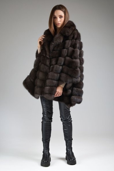 Стильная шуба из меха соболя KU10