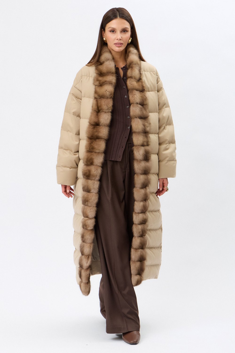 Пуховик с мехом соболя PX10